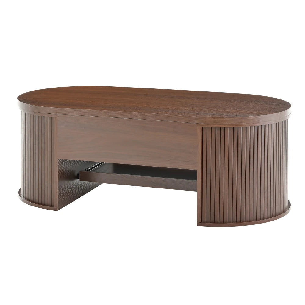 Table basse Suzanne, plateau relevé et étagère extensible