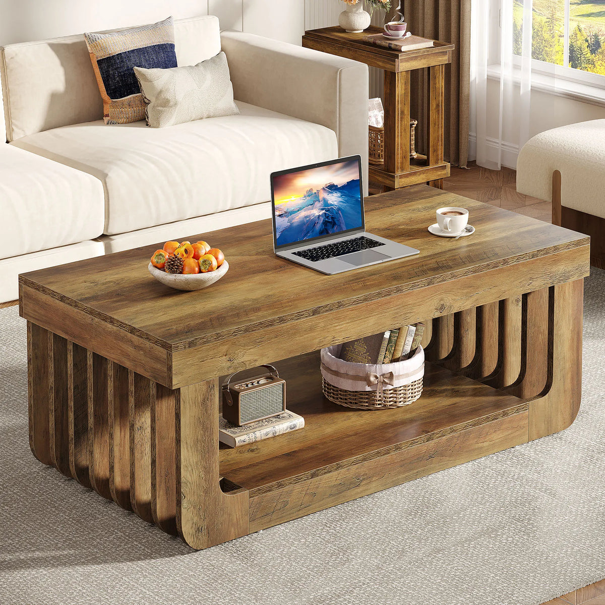 Table basse Élise rectangulaire à deux plateaux, vue 7