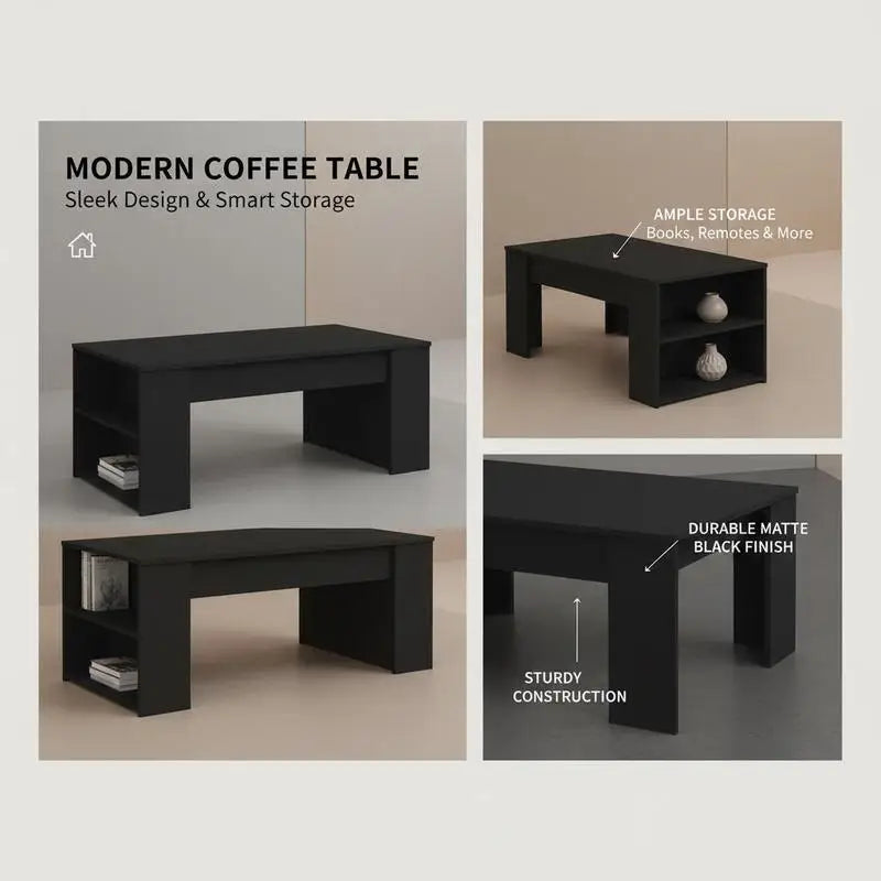 Table basse Jeanne rectangulaire noire, vue 5