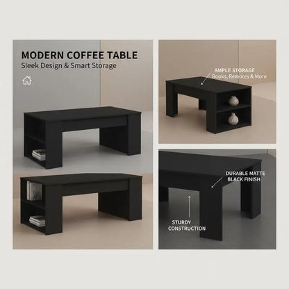 Table basse Jeanne rectangulaire noire, vue 5