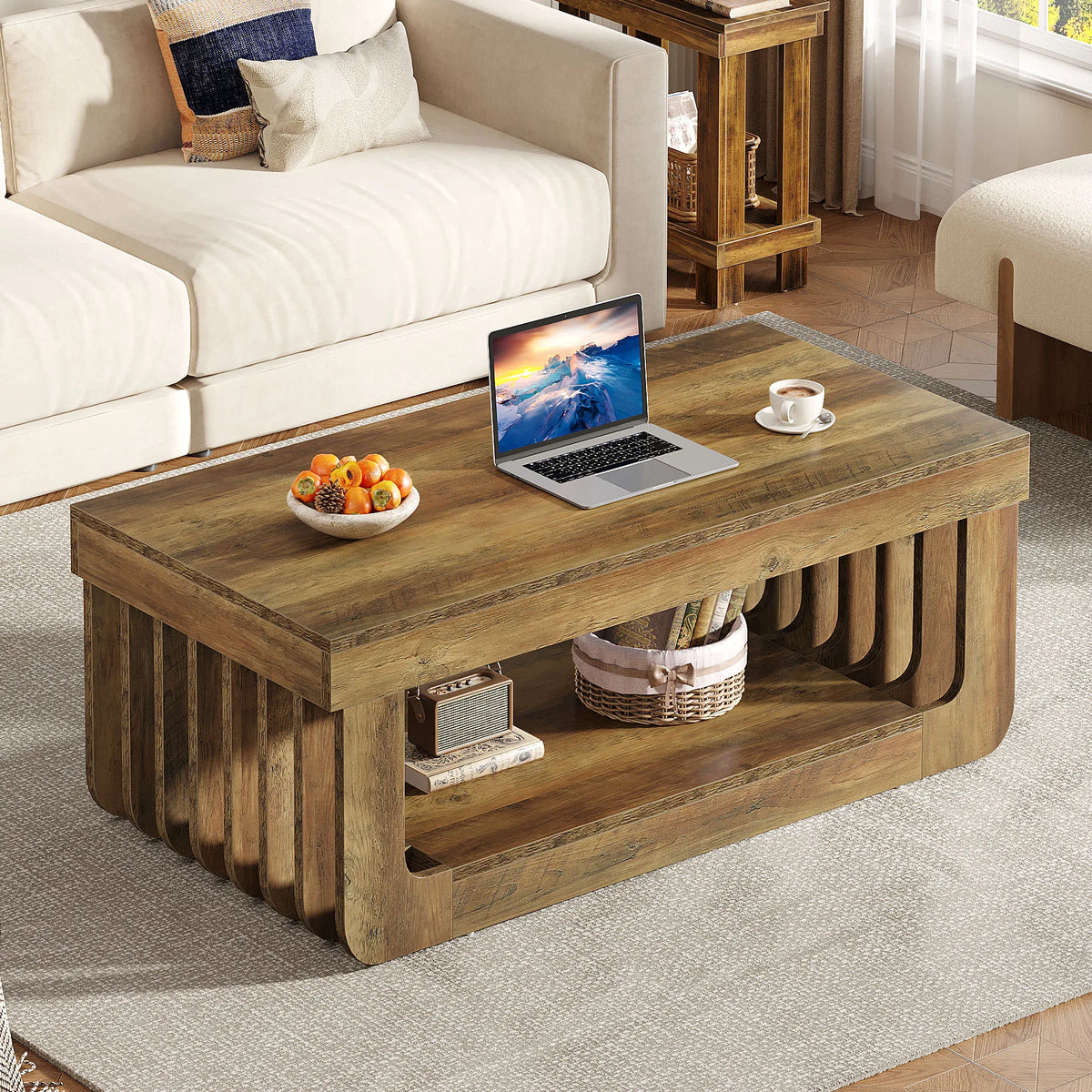 Table basse Élise rectangulaire à deux plateaux