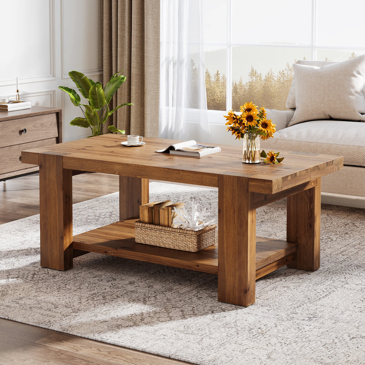 Table basse Louise en bois massif rustique
