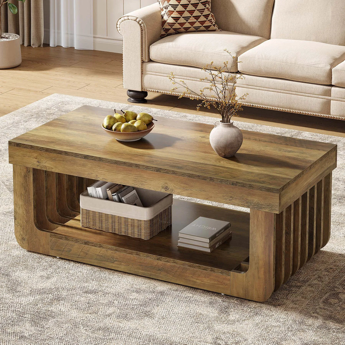 Table basse Élise rectangulaire à deux plateaux, vue 2
