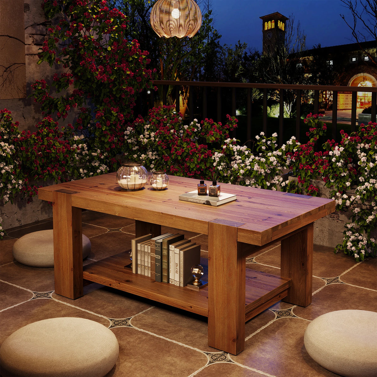 Table basse Louise en bois massif rustique, vue 5