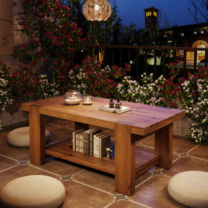 Table basse Louise en bois massif rustique, vue 5