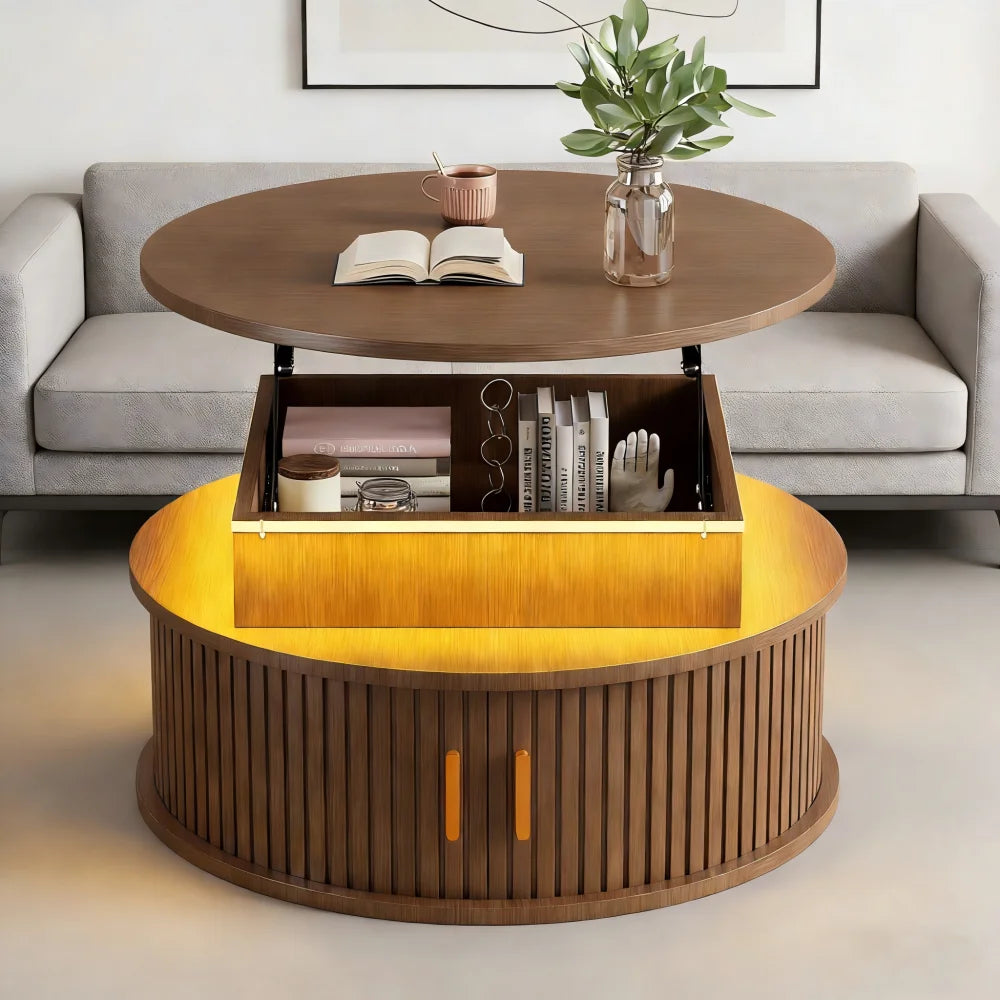 Table basse Romy plateau relevé dans un salon